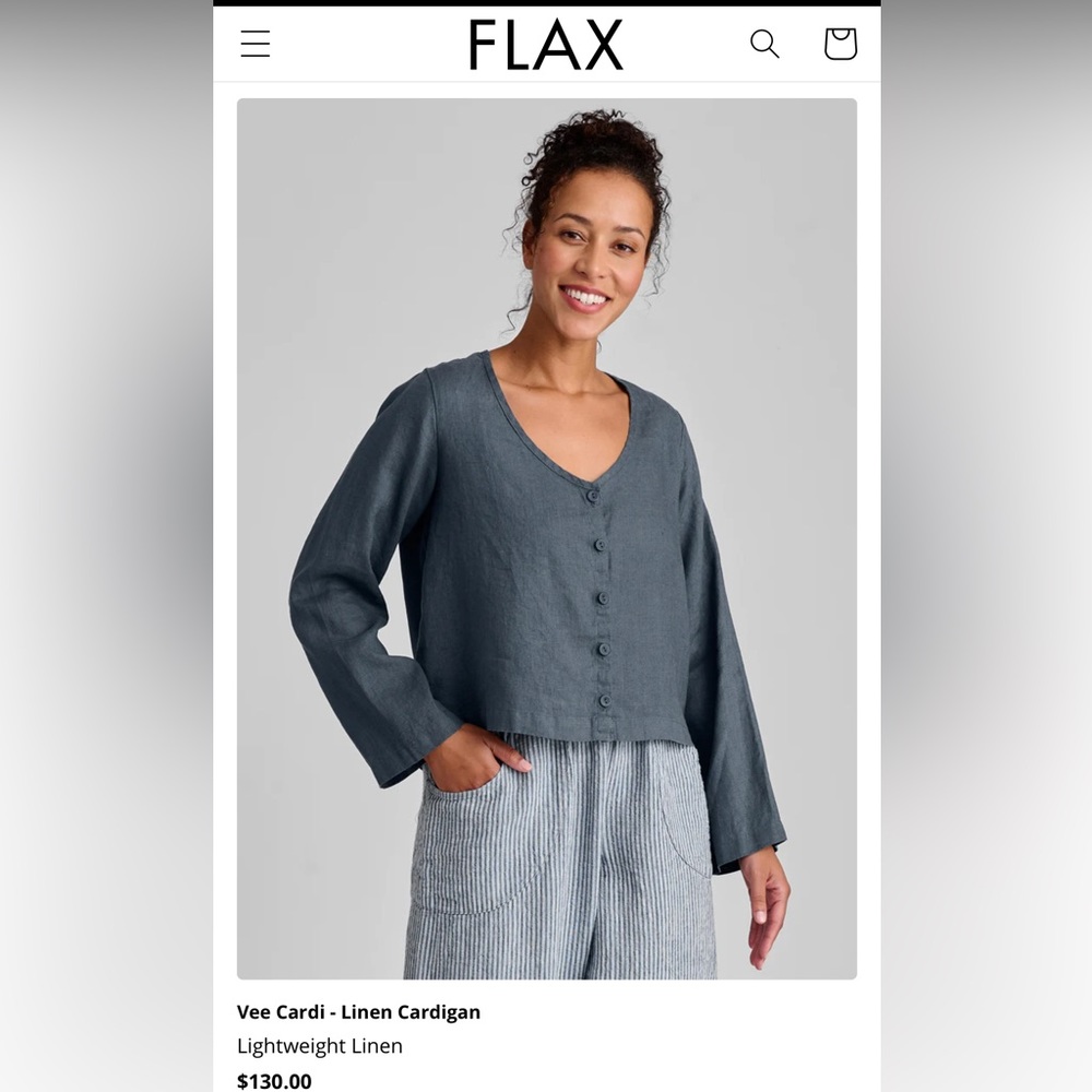 FLAX Sz S Black Oversized Cardigan with Button Closure Pockets
